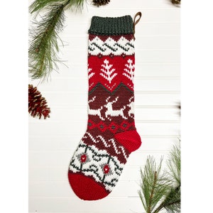 Blitzen Heirloom Stocking - Endast virkmönster - Virkad julstrumpa