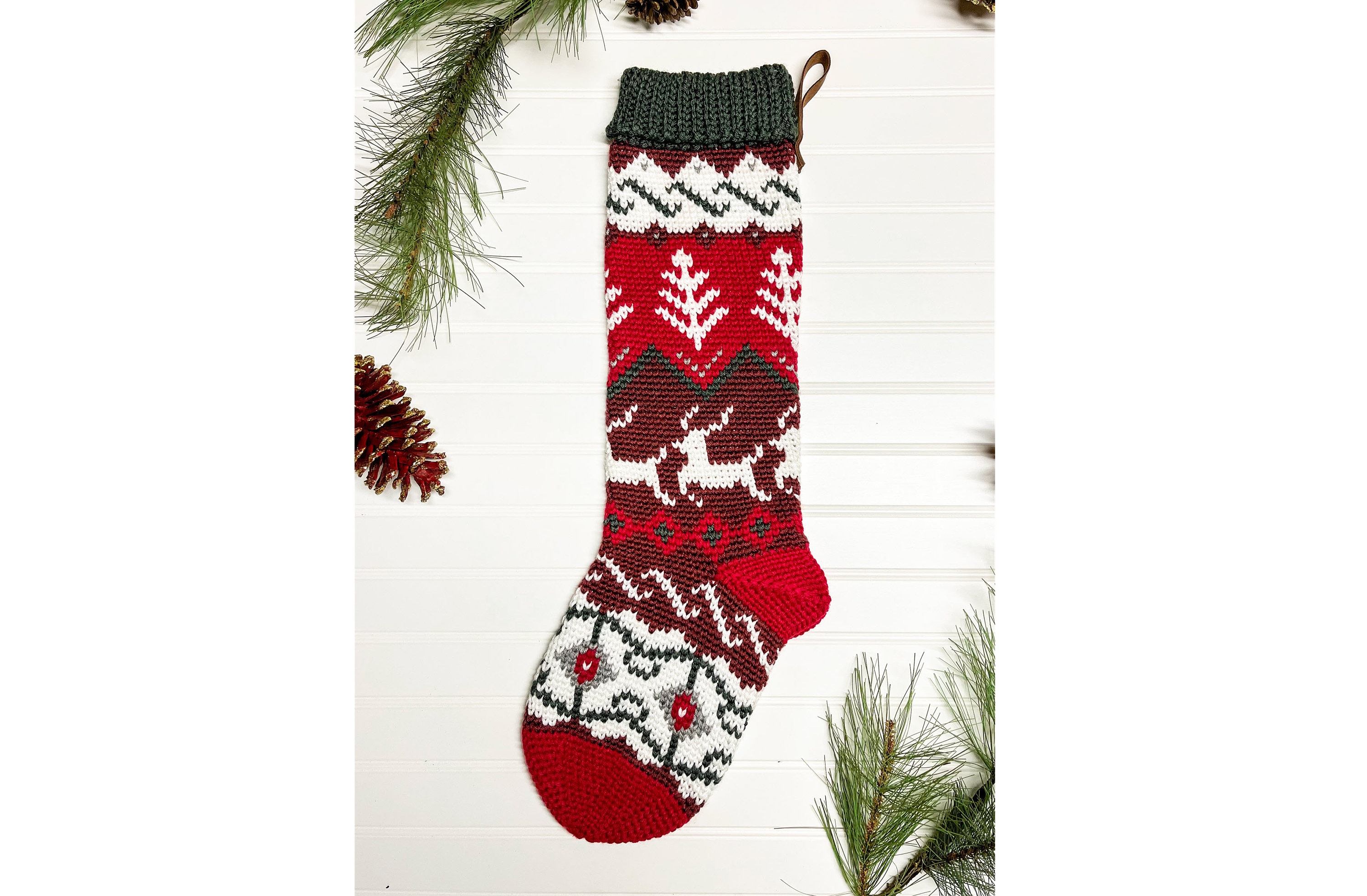 Blitzen Heirloom Stocking - Crochet Pattern Only - Crochet Christmas Stocking