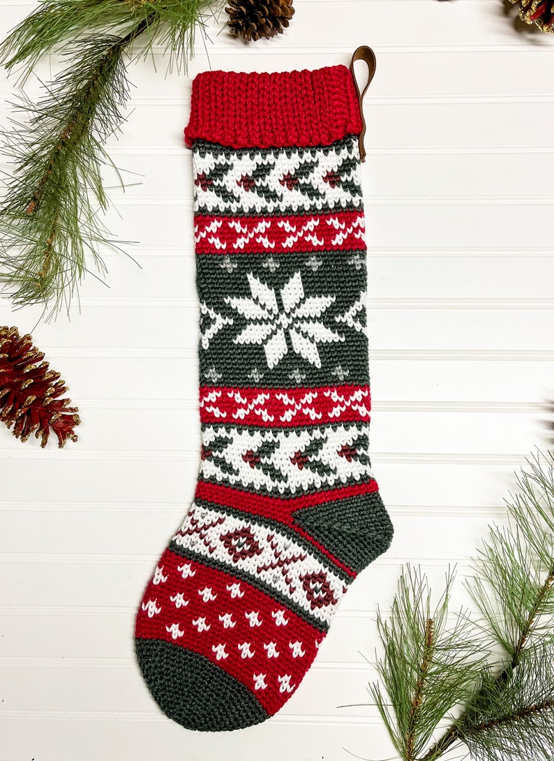 Nordic Heirloom Stocking Crochet Pattern Only Crochet Christmas Stocking image 2