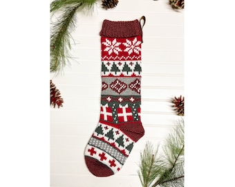 Festive Heirloom Stocking - Crochet Pattern Only - Crochet Christmas Stocking