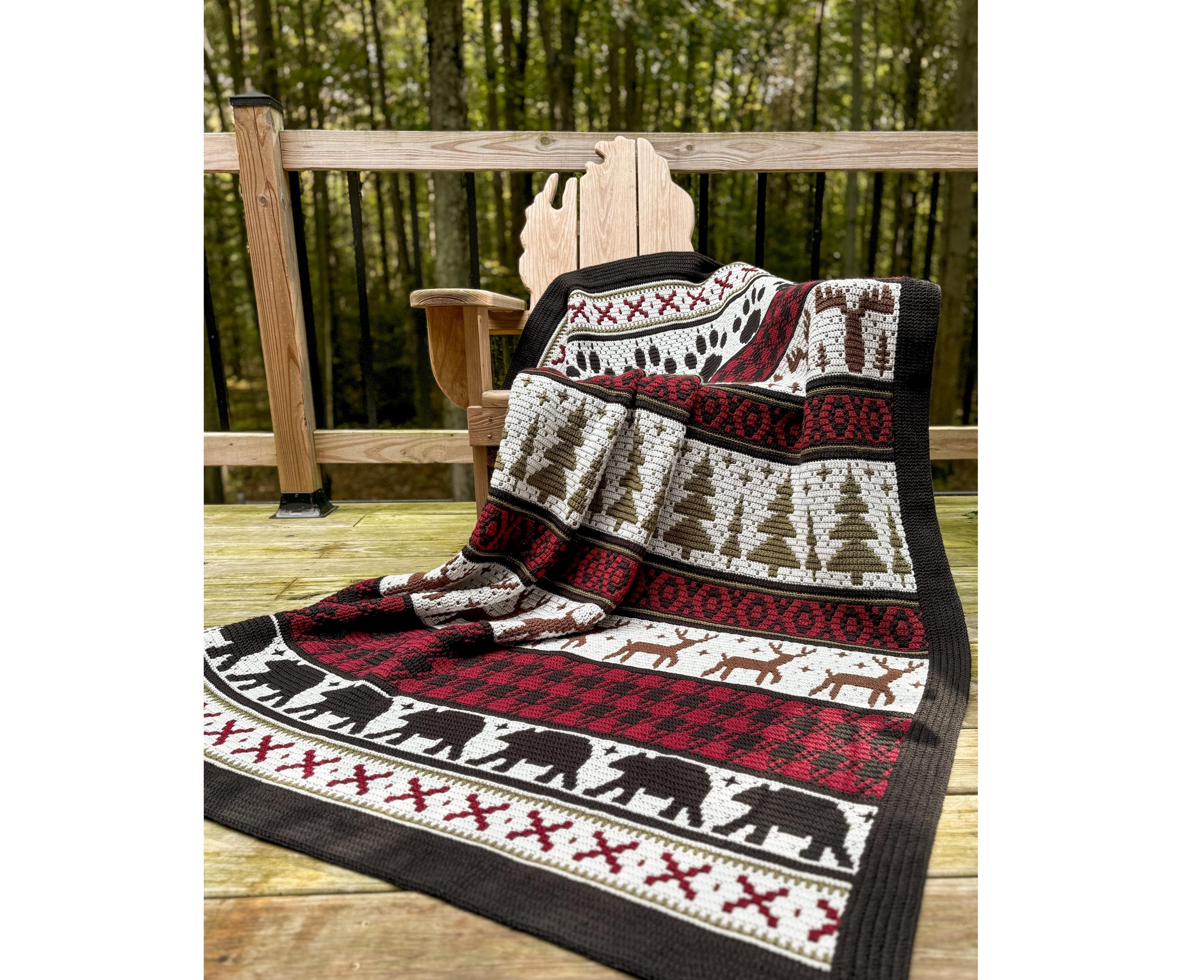 North Woods Mosaic Crochet Pattern Only - Crochet Blanket Afghan