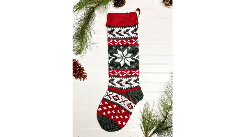 Nordic Heirloom Stocking Crochet Pattern Only Crochet Christmas Stocking image 1