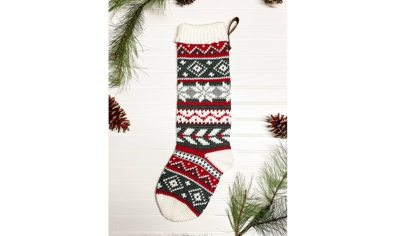 Holly Jolly Heirloom Stocking Crochet Pattern Only Crochet Christmas Stocking image 1