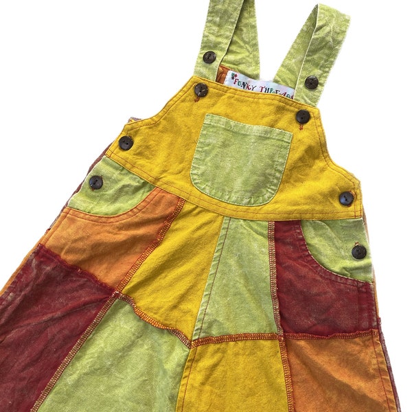 Salopette en patchwork colorée pour enfants tailles 12-18 mois et 4-5 ans Salopette sarouel barboteuse multicolore pour enfants hippies lumineux