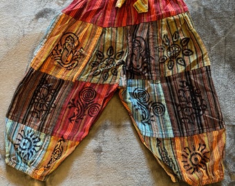 Pantalon patchwork hippie pour enfants, taille L/XL de 4 à 6 ans