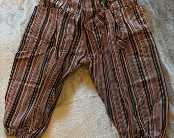 Children’s brown striped trousers size L fit ages 4-5 hippie baggy comfy festival trousers cotton summer lightweight