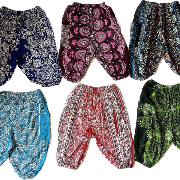 Children's harem pants age 3-4 years kids hippie ali-baba trousers alternative festival travelling baggy elasticated loose harem trousers