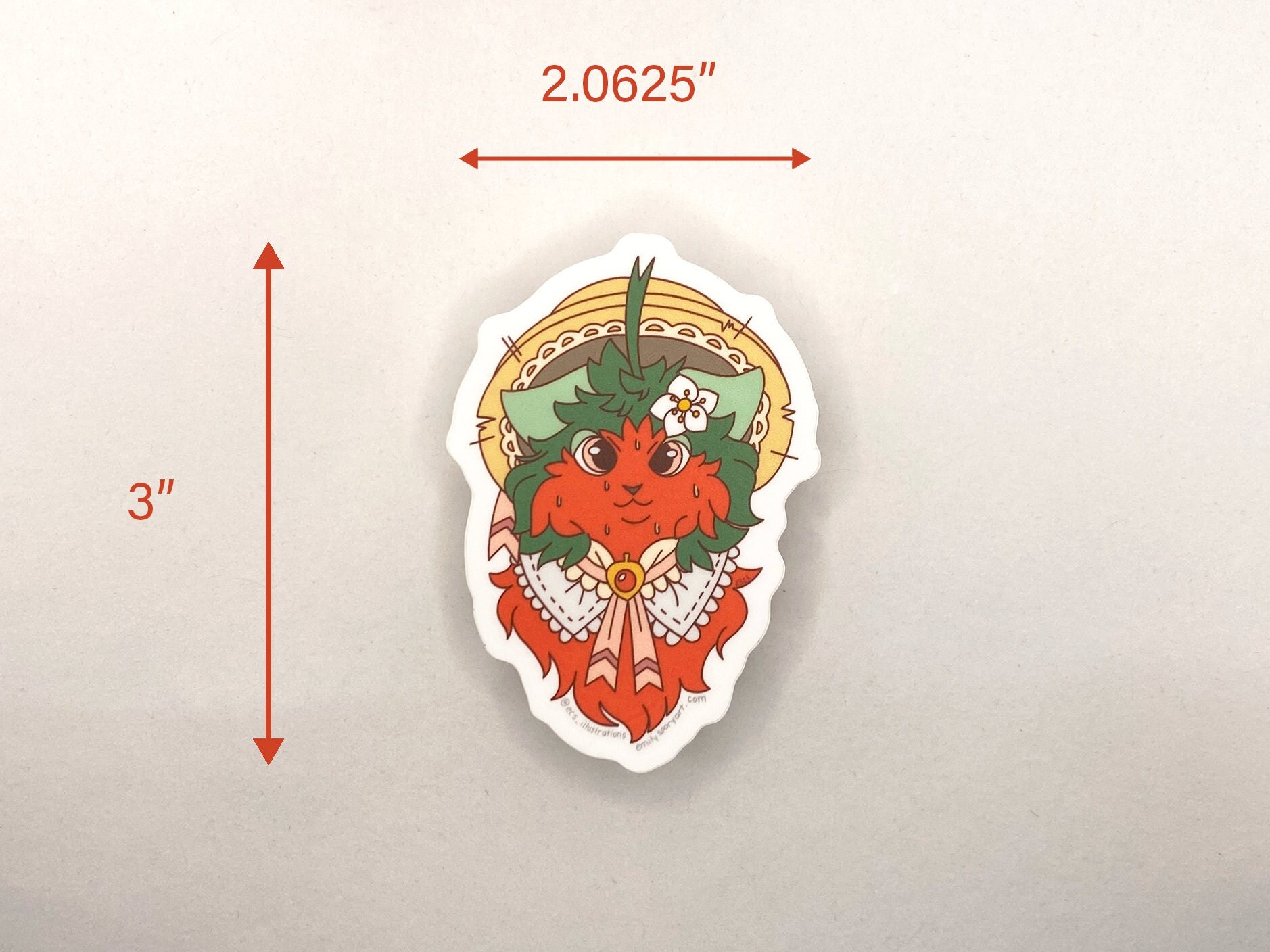 Strawberry Cat Sticker: Kawaii Matte Vinyl Decal - Etsy