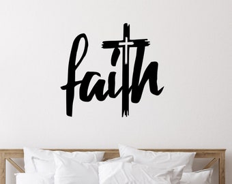 Faith with Cross Metal Sign or Wall Art / Metal Scripture Sign / Christian Wall Decor / Gift for Home, Graduation, Confirmation, Baptism