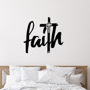 Faith with Cross Metal Sign or Wall Art / Metal Scripture Sign / Christian Wall Decor / Gift for Home, Graduation, Confirmation, Baptism
