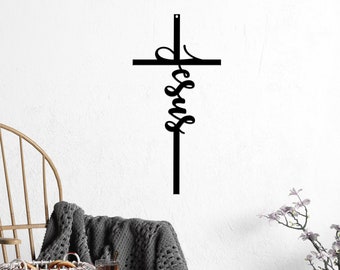 Cross of Jesus Metal Sign for Kitchen Backsplash, Gallery Wall, Nursery, Child's Room, She-Shed / Metal Scripture Wall Art / Christian Sign