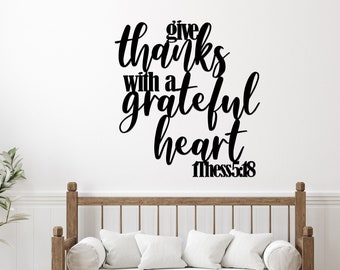 Give Thanks with a Grateful Heart Sign / Metal Scripture Wall Art for Home or as Gift for Teacher, Wife, Mother, New Home, New Baby, Friend