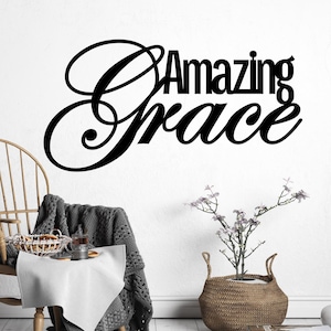 Amazing Grace Metal Sign for Kitchen Backsplash, Gallery Wall, Nursery, Child&#39;s Room, She-Shed / Metal Scripture Wall Hanging / Wall Art