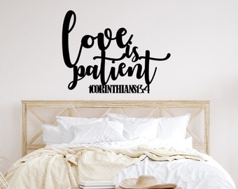 Love is Patient Metal Scripture Sign to give as a Gift for Christian Wedding, Anniversary, Bridal Shower or to Celebrate your own Marriage