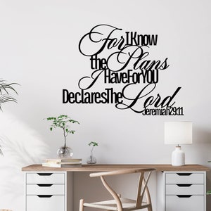 For I Know the Plans I Have for You Wall Art / Metal Scripture Sign / Christian Wall Decor / Gift for Graduation, Confirmation, New Home