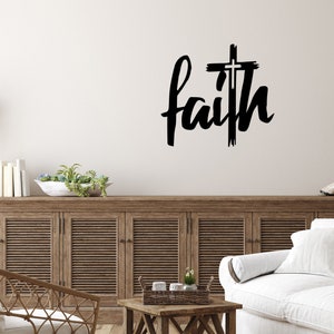 Faith with Cross Metal Sign or Wall Art / Metal Scripture Sign / Christian Wall Decor / Gift for Home, Graduation, Confirmation, Baptism image 2
