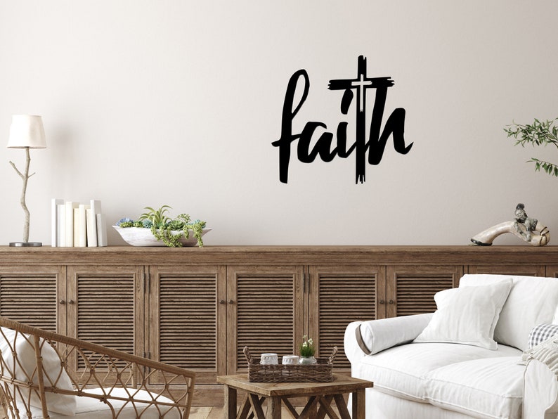 Faith with Cross Metal Sign or Wall Art / Metal Scripture Sign / Christian Wall Decor / Gift for Home, Graduation, Confirmation, Baptism image 2