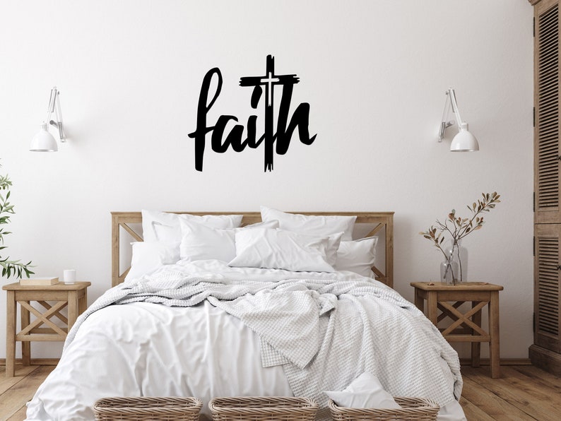 Faith with Cross Metal Sign or Wall Art / Metal Scripture Sign / Christian Wall Decor / Gift for Home, Graduation, Confirmation, Baptism image 1