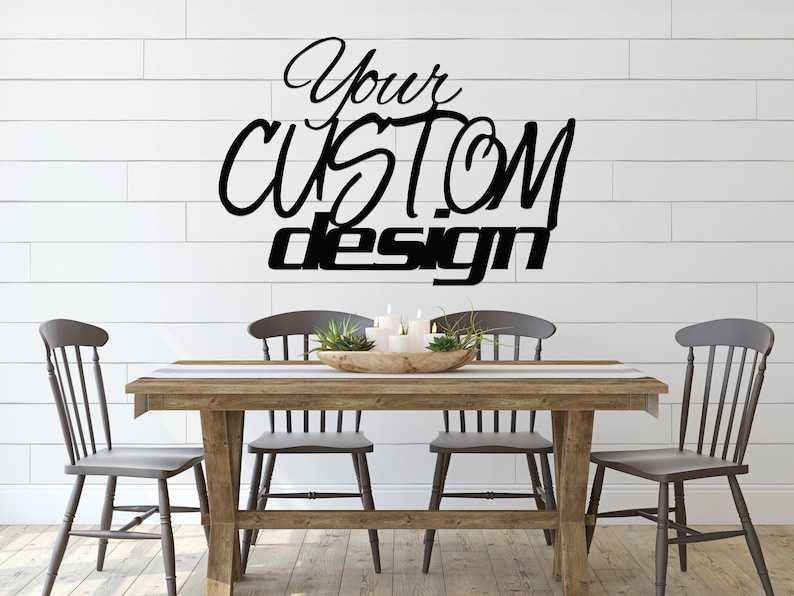 This is a custom listing for your words, phrase, or verse to be displayed in a variety of different fonts, printed and cursive, upper and lower case lettering, all caps, and connected together to hang on the wall as a single piece.