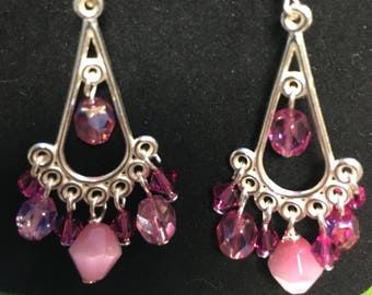 Pink chandelier earrings