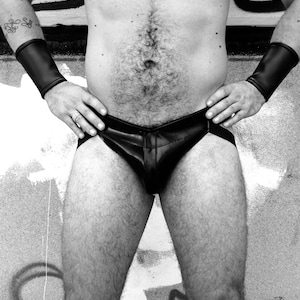 Industrial Rubber Jockstrap with Rubber Pouch and Elastic Waistband and Leg Straps