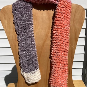 Hand Knit Velvet Multi-Colored Scarf