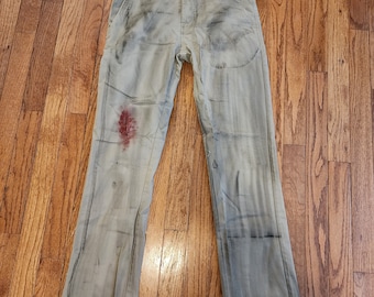 Friday The 13th Part 3 or 4 Richard Brooker Jason Voorhees Cotume Pants Cosplay Size 28" Waist, Inseam 26", Hip to Bottom 35"