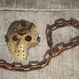 Friday The 13th Part 7 The New Blood Halloween Cosplay Costume Jason Voorhees Hockey Mask and Chain