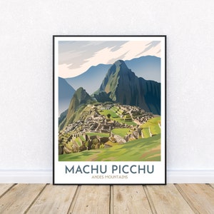 Machu Picchu Poster | Inca Ruins | Andes Mountains Peru | Machu Picchu Print | Inca Trail Peru | View from Sun Gate | Peru Travel Art
