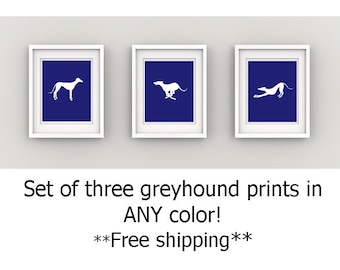Greyhound Print Set, Greyhound Nursery, Greyhound Art, Greyhound Running, Greyhound Gift, Whippet Nursery, Whippet Art, Greyhound Lover