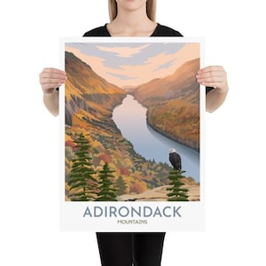 Adirondack Mountains Poster | Bald Eagle | Fish Hawk Cliffs | Indian Head Trail | Adirondacks Art | Lower Ausable Lake | Upstate New York