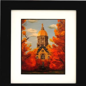 Notre Dame University Art - Golden Dome Print- Fall colors - Fighting Irish - Wall Art - Campus Print - Graduation gift - Wedding party gift