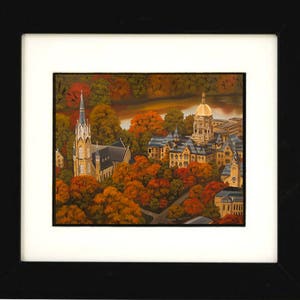 Notre Dame Art Print, Campus Painting, Golden Dome, Sacred Heart Basilica, University of Notre Dame Painting, South Bend Indiana