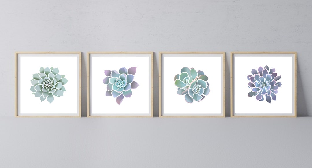 Succulent Prints Set of 4, Four Succulents Square Printable Art ...