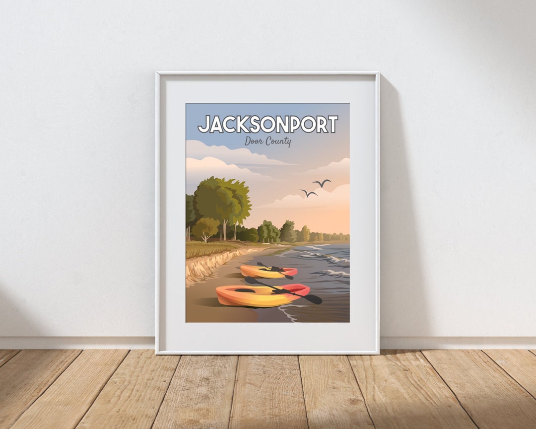 Jacksonport Door County Wisconsin Poster, Jacksonport WI, Two Kayaks on