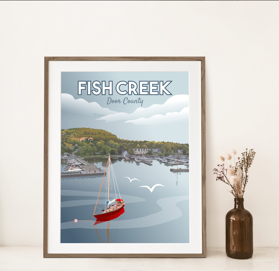 Fish Creek Door County Art Print, Fish Creek Wisconsin, Boats in Harbor