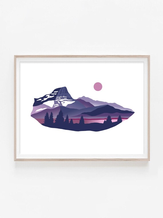 Printable Mountain Art Graphic Mountain Art Glacier National - Etsy