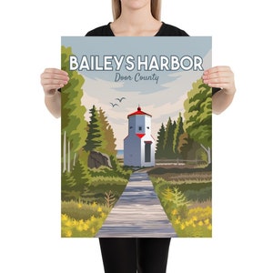 Baileys Harbor Door County Wisconsin Poster, Baileys Harbor WI Art, Range Lights, Ridges Sanctuary Lighthouse, Door County Gift