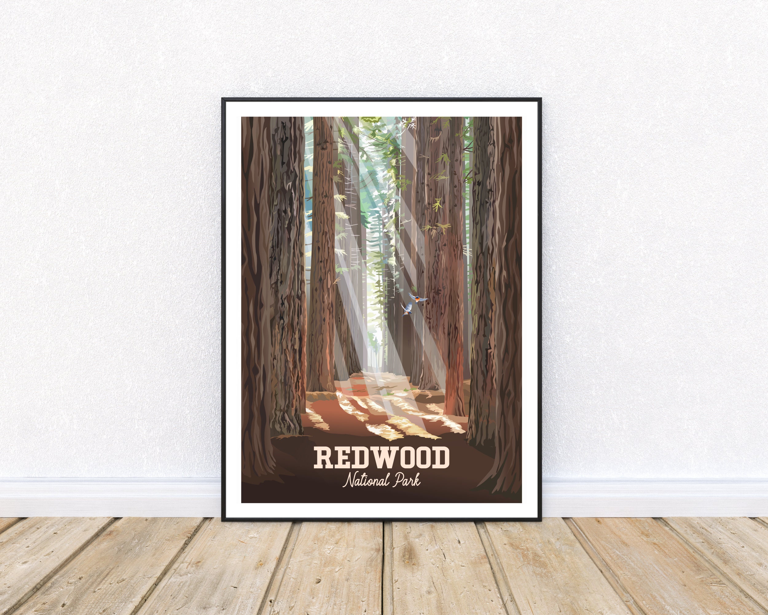 Redwood National Park Poster Redwoods Poster Vintage Travel Etsy