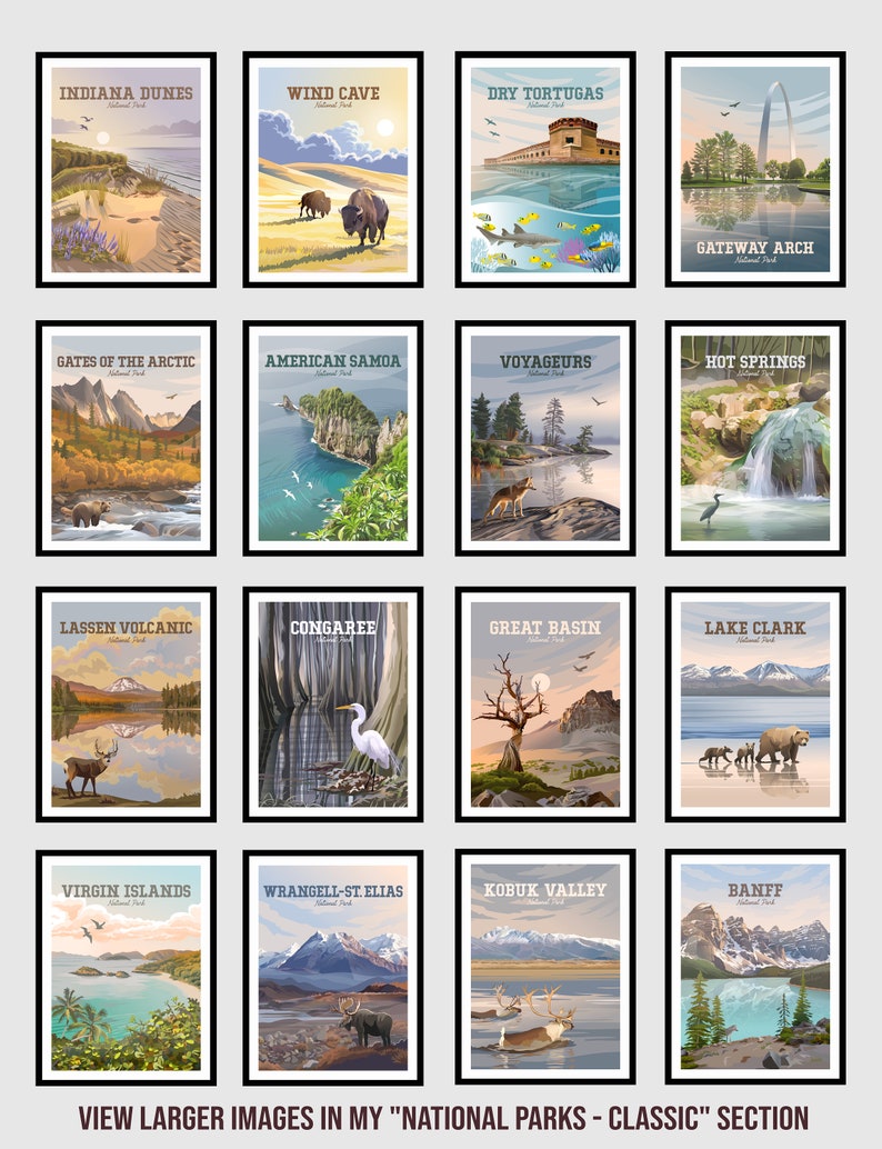 Hand Drawn National Park Art Posters Bundle | Choose Any Parks ...