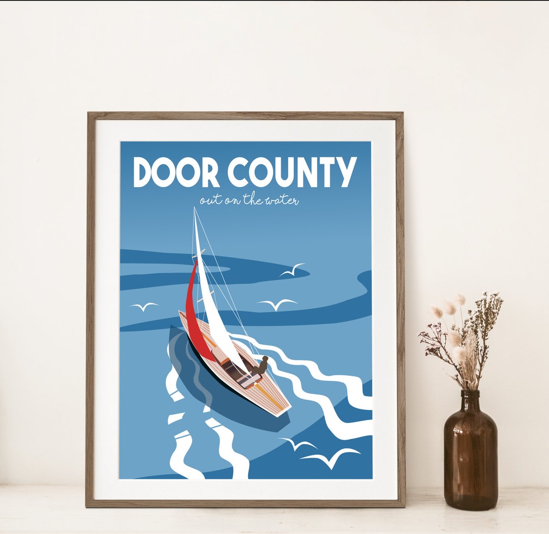 Door County Sailing Print, Door County Wisconsin Nautical Sailboat