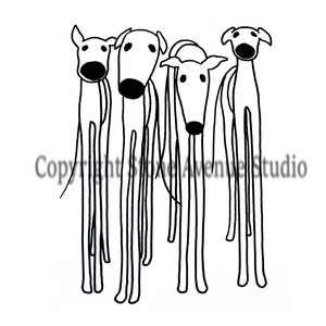 DIGITAL DOWNLOAD - Printable Greyhound, Black and White Greyhound Art, Cute Greyhound, Instant Download, Greyhound Rescue