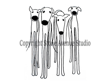DIGITAL DOWNLOAD - Printable Greyhound, Black and White Greyhound Art, Cute Greyhound, Instant Download, Greyhound Rescue