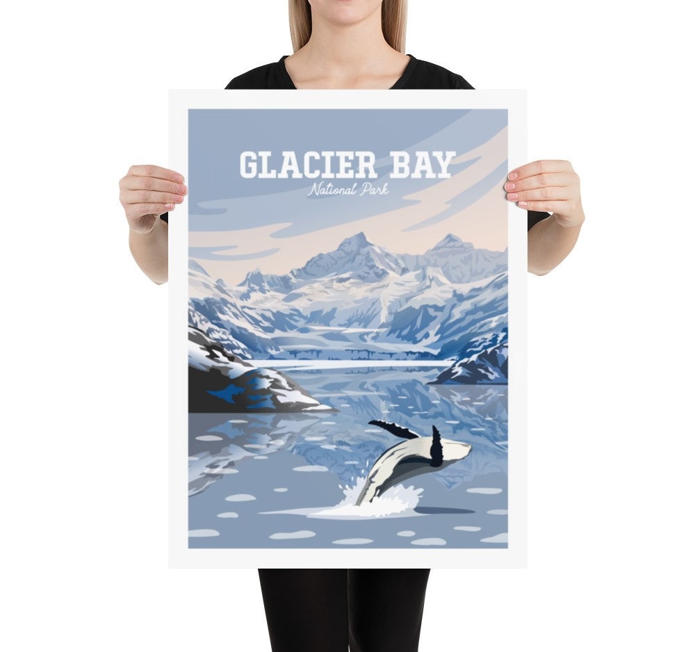 Glacier Bay National Park Poster | Alaska Travel Print | Breeching ...