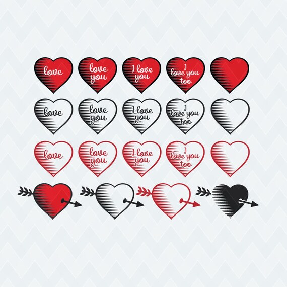 I Love You Love Hearts Valentines Cupids Arrow Vector Etsy