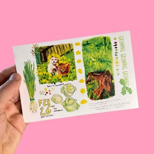 Carte postale Thrive Mini impression d'art de 4 x 6 po | Cahier de croquis mignon et lunatique Cottage-Core