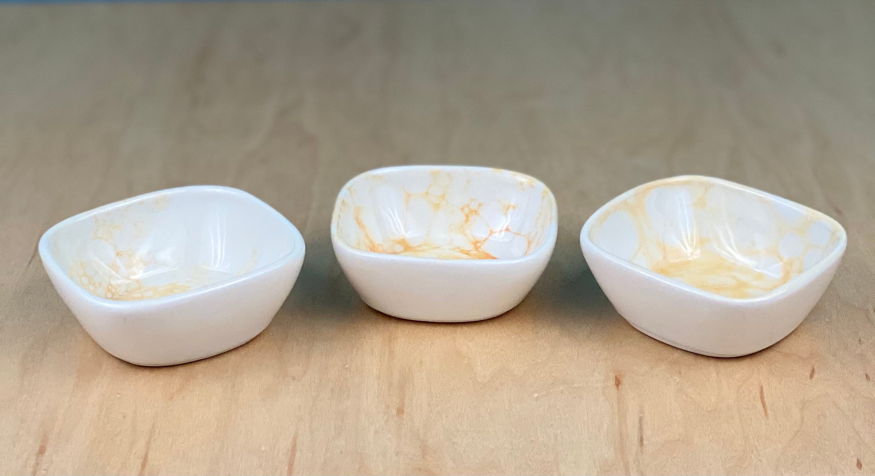 Set of Three Mini Bowlssquare Bowlsdinnerwareceramic Bowl Etsy