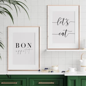 Bon Appétit Let&#39;s Eat Prints: Minimalist Kitchen Wall Art (Digital Download)