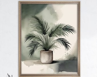 Palm Fronds Watercolor Print: Vintage Botanical Art (Digital Download)