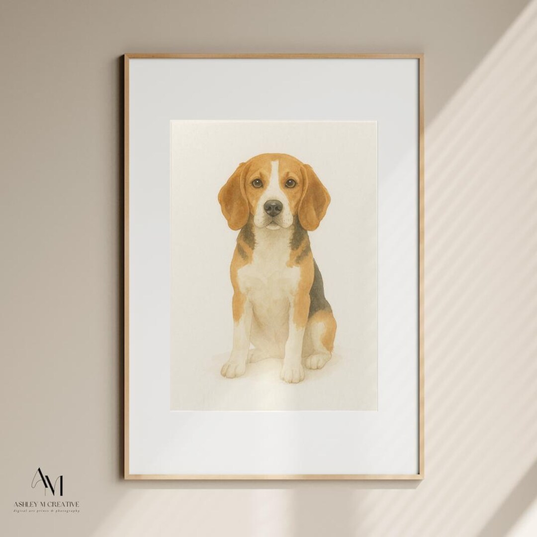 Beagle Watercolor Art Print, Printable Beagle Wall Art, Dog Lover Home ...